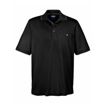 Core 365 Men's Black/Carbon Motive Performance Pique Polo with Tipped Collar