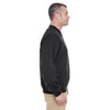 UltraClub Men's Black/Black Long-Sleeve Microfiber Crossover V-Neck Windshirt