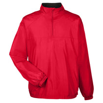 UltraClub Men's Red Micro-Poly Quarter-Zip Windshirt