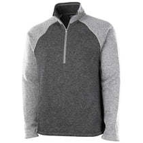 Charles River Men's Charcoal heather/Light Grey Heather Quarter Zip Color Blocked Heathered Fleece