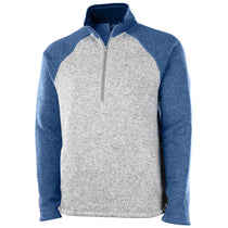 Charles River Men's Light Grey Heather/Blue Heather Quarter Zip Color Blocked Heathered Fleece