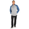 Charles River Men's Light Grey Heather/Blue Heather Quarter Zip Color Blocked Heathered Fleece