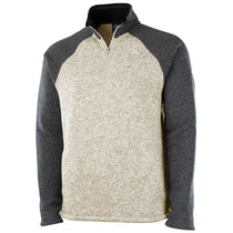 Charles River Men's Oatmeal Heather/Charcoal Heather Quarter Zip Color Blocked Heathered Fleece