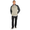 Charles River Men's Oatmeal Heather/Charcoal Heather Quarter Zip Color Blocked Heathered Fleece