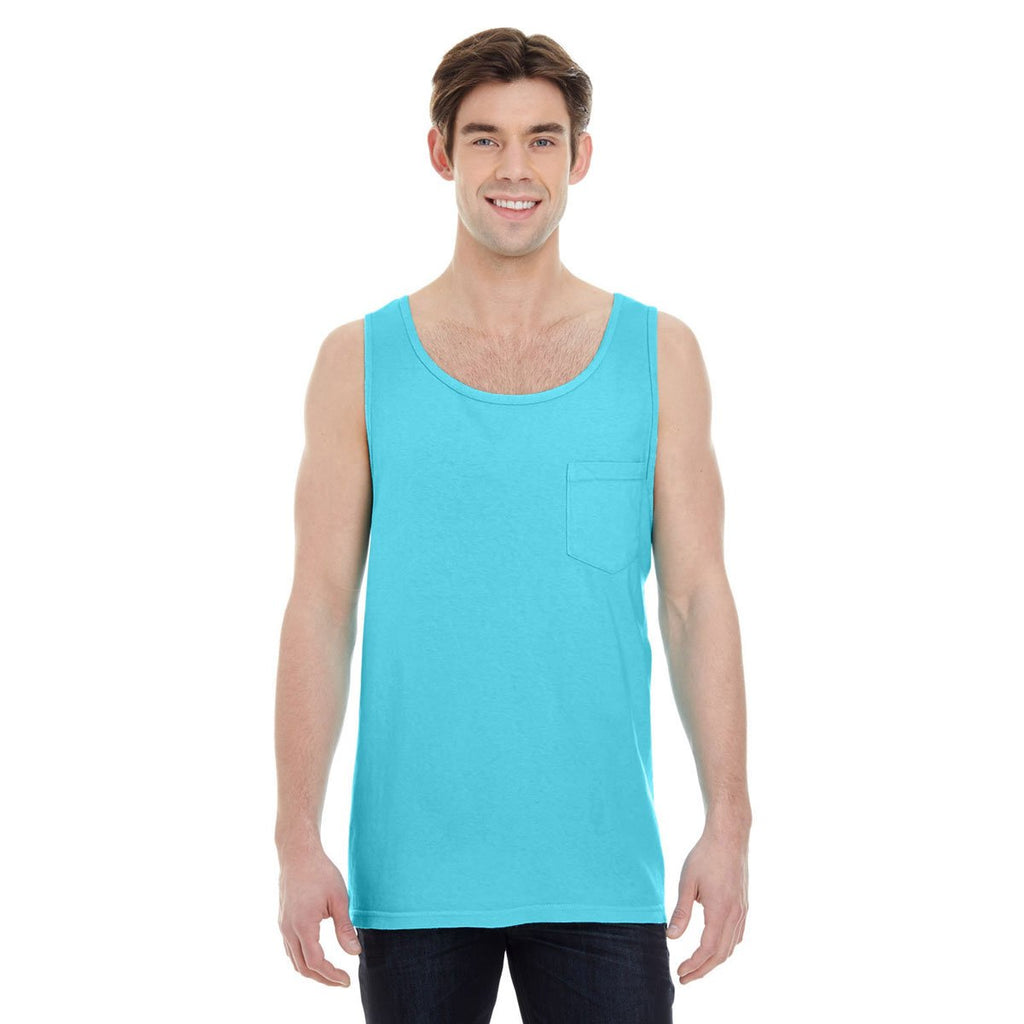 Comfort Colors Men's Lagoon Blue 6.1 oz. Pocket Tank