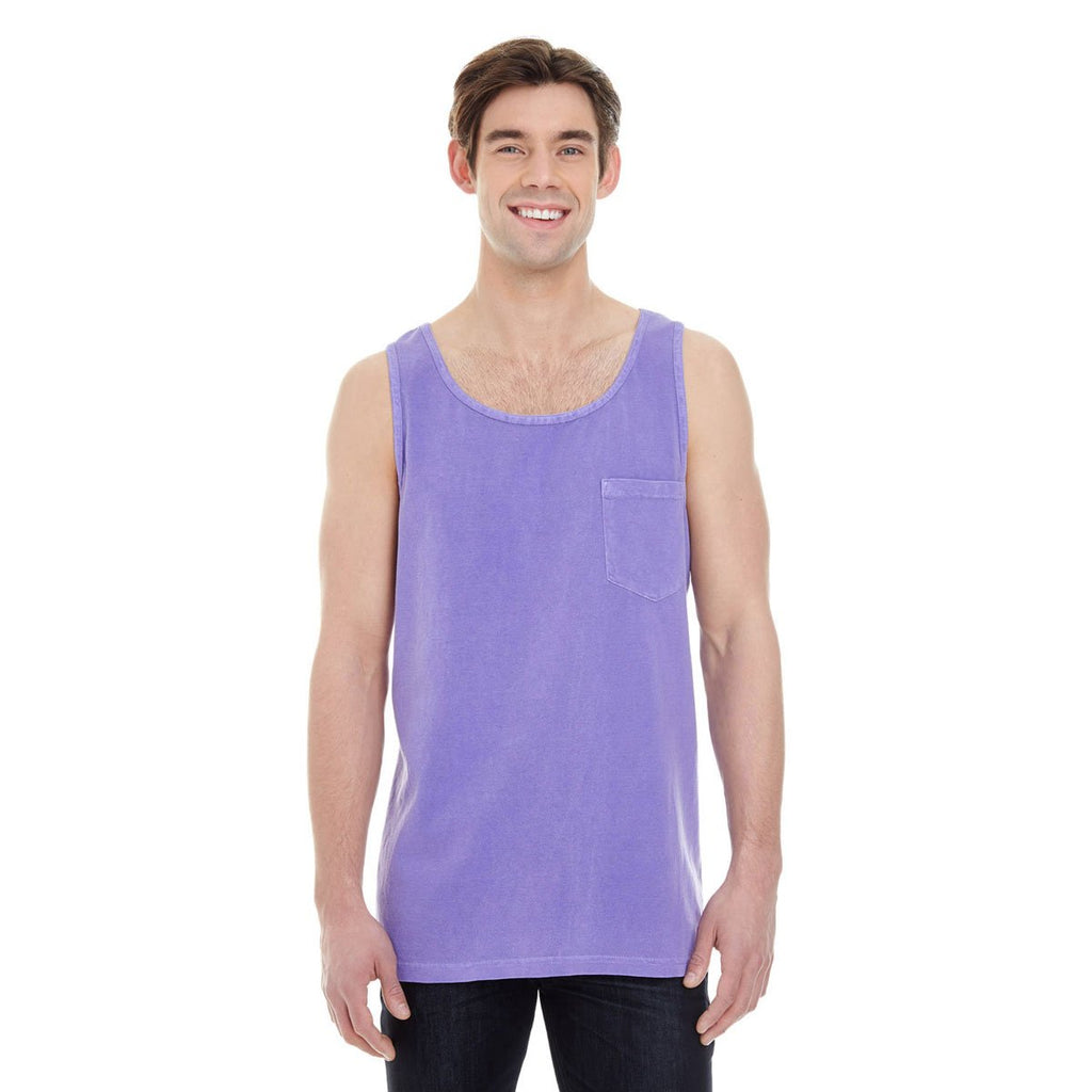 Comfort Colors Men's Violet 6.1 oz. Pocket Tank