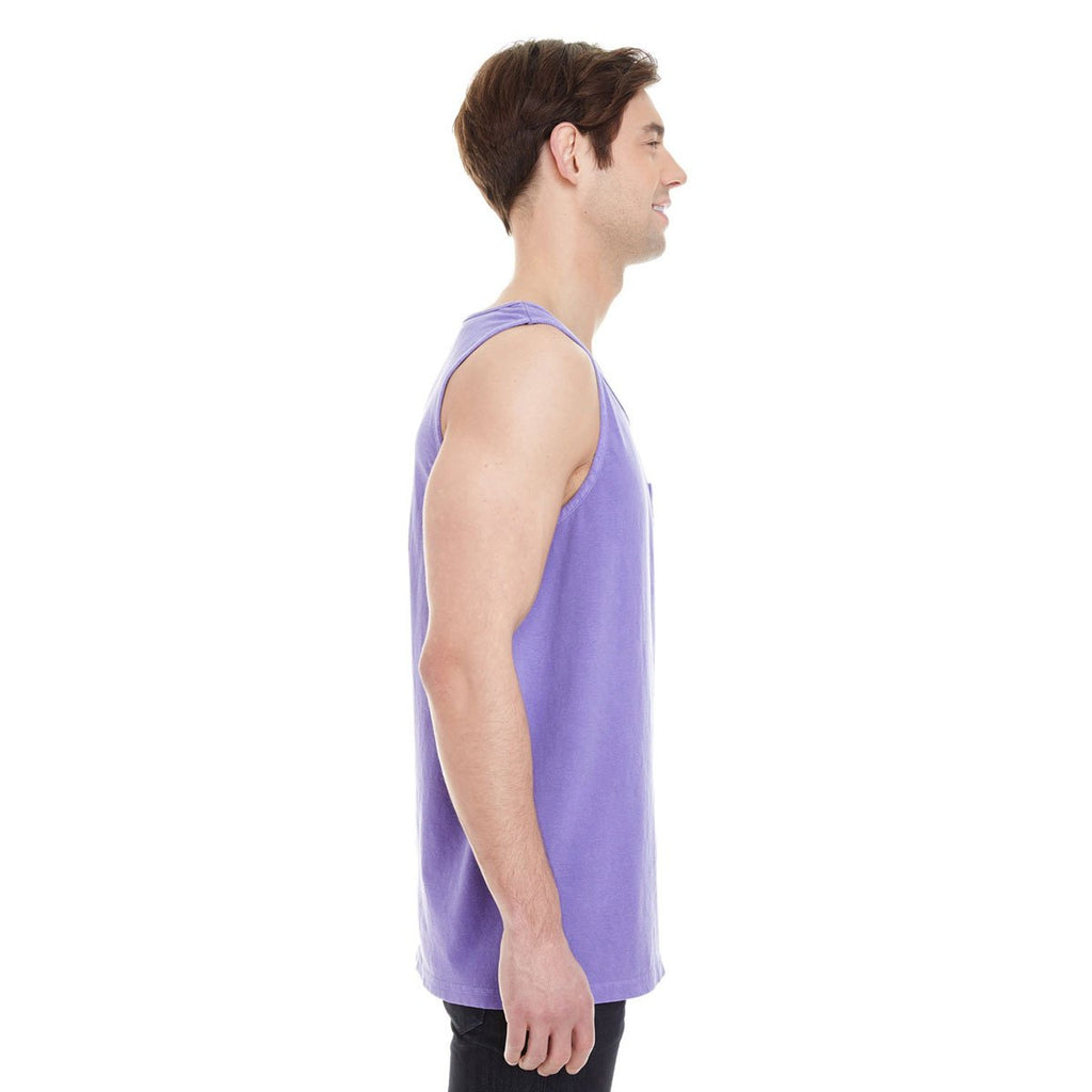 Comfort Colors Men's Violet 6.1 oz. Pocket Tank