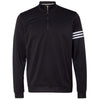 Adidas Golf Men's Black/White Climalite 3-Stripes French Terry Quarter-Zip Pullover