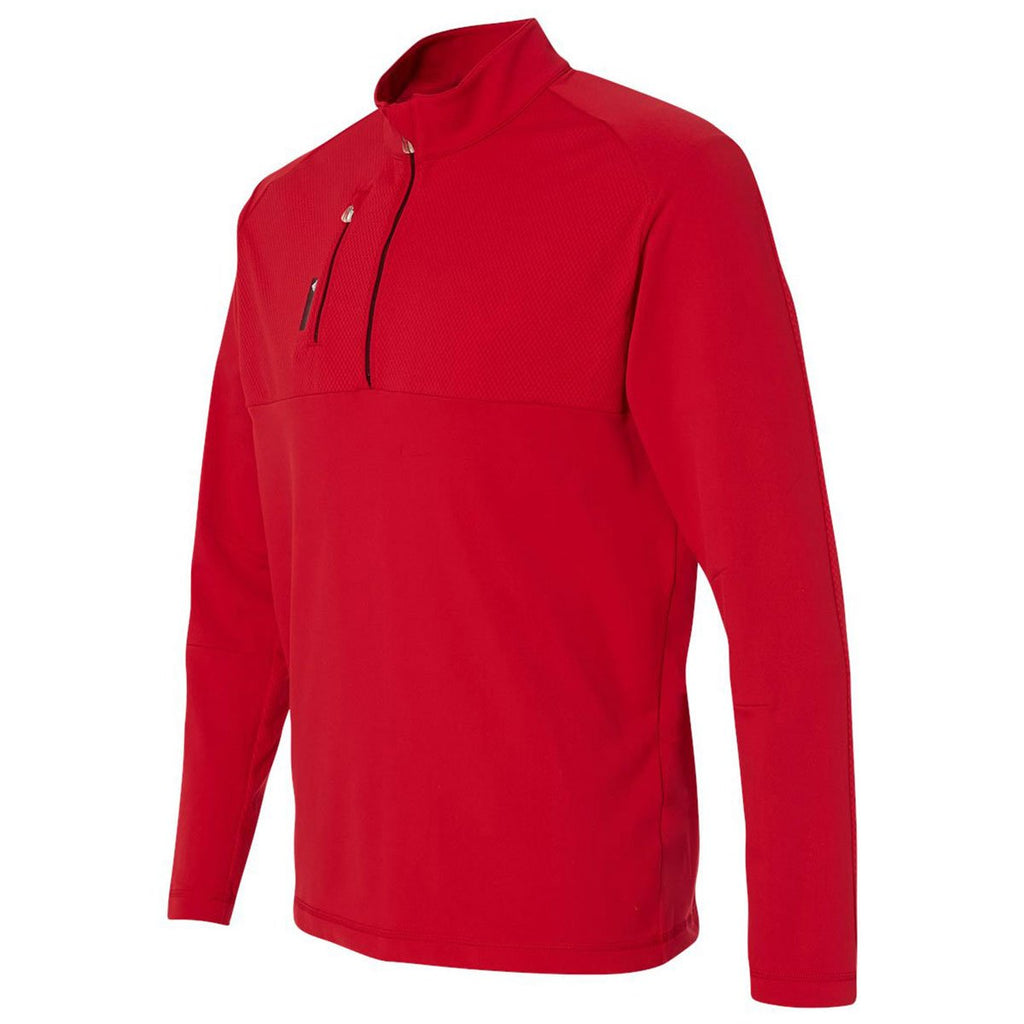Adidas Golf Men's Bold Red/Black Mixed Media Quarter-Zip Jacket