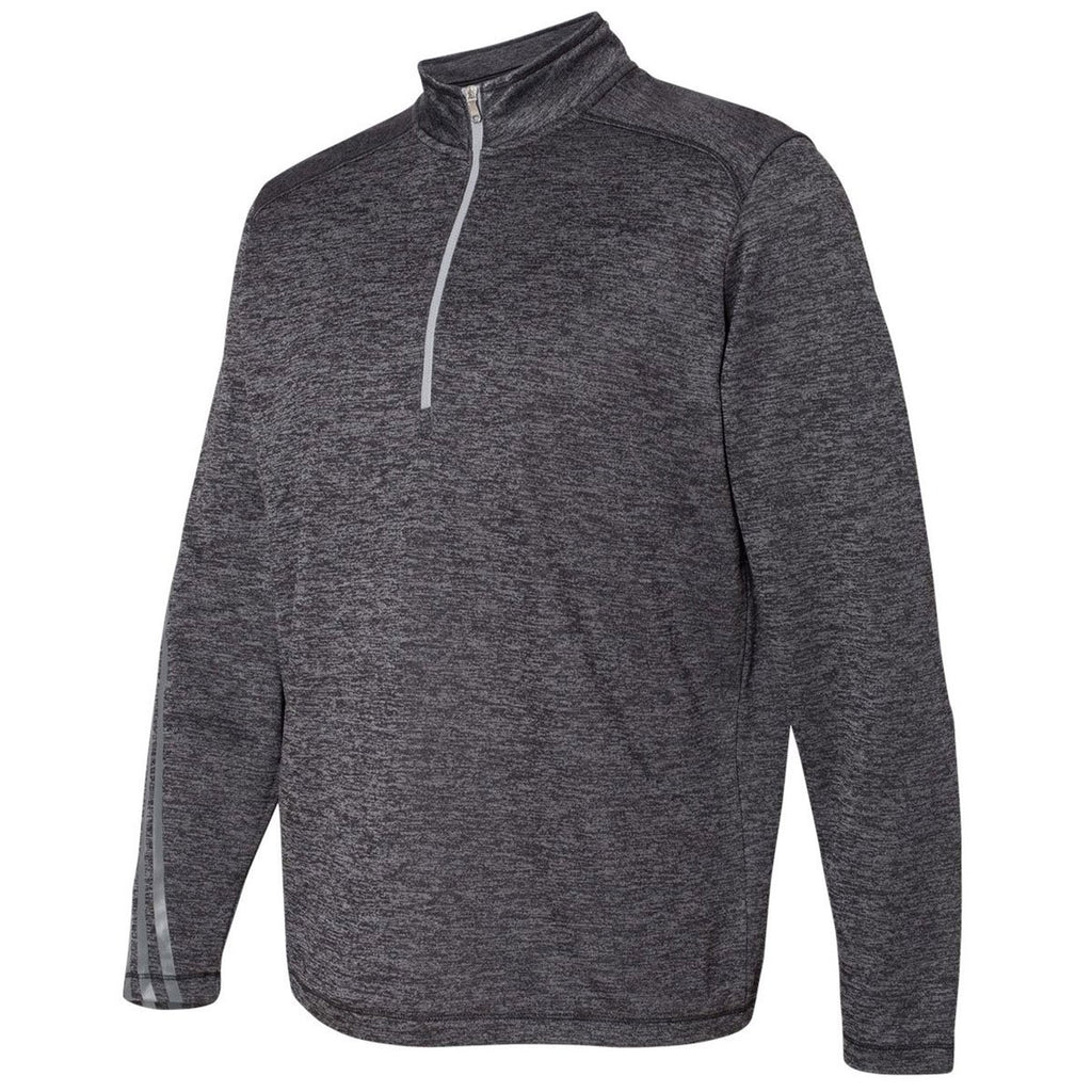 Adidas Golf Men's Black Heather/Mid Grey Brushed Terry Heather Quarter-Zip