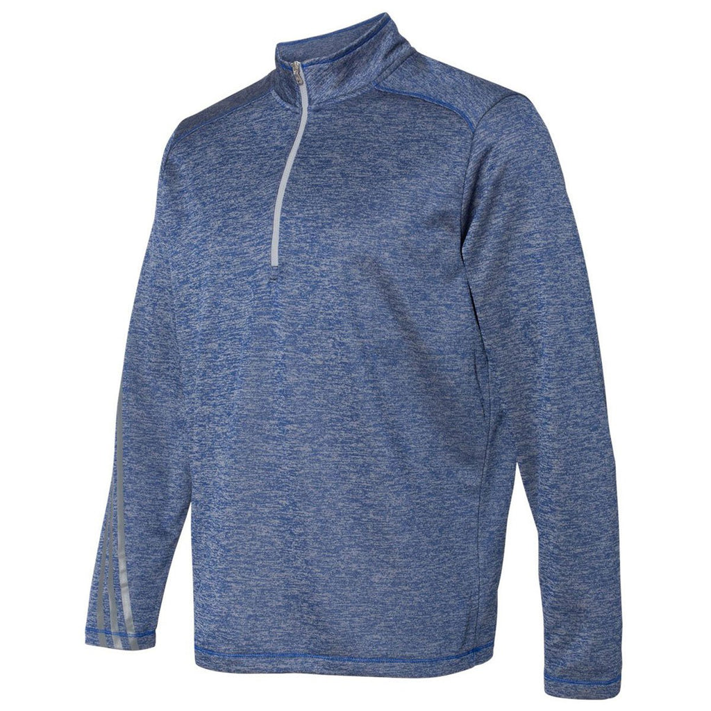 Adidas Golf Men's Collegiate Royal Heather/Mid Grey Brushed Terry Heather Quarter-Zip