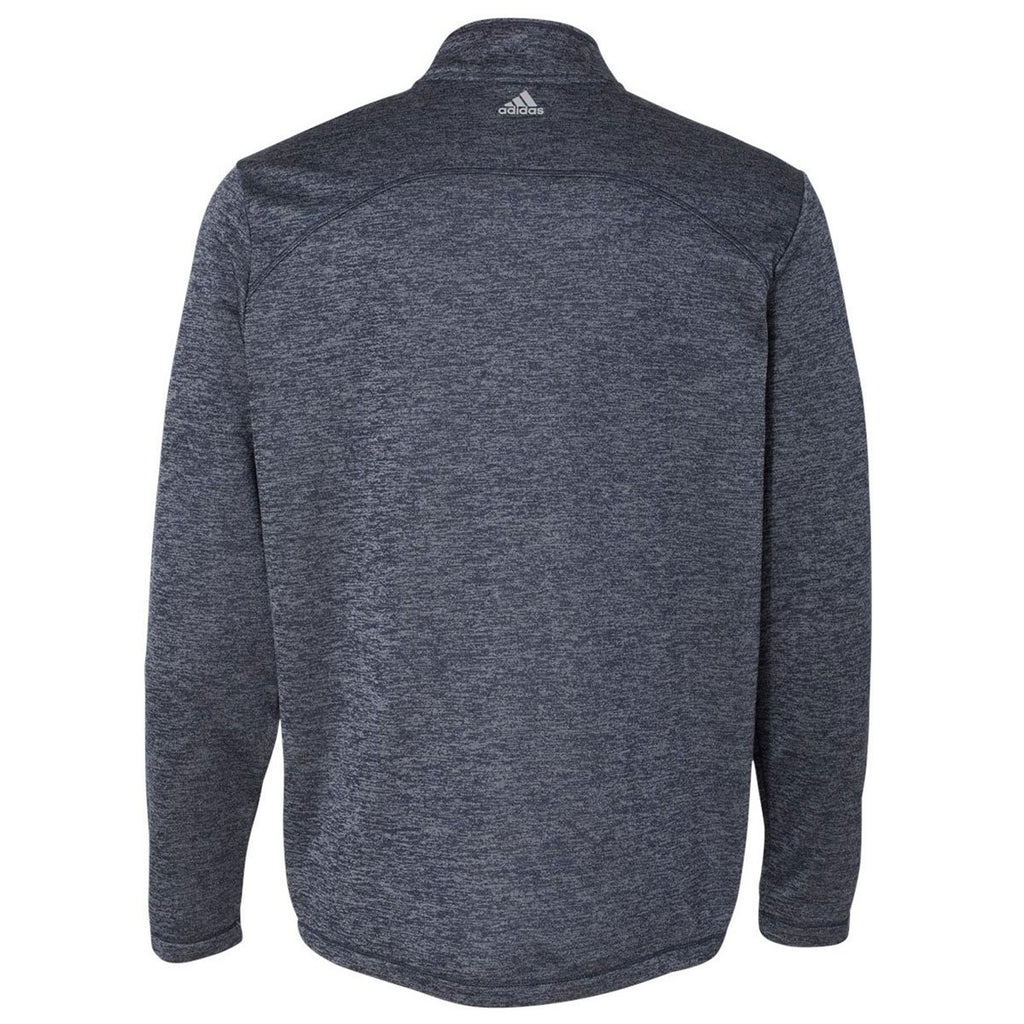 Adidas Golf Men's Navy Heather/Mid Grey Brushed Terry Heather Quarter-Zip