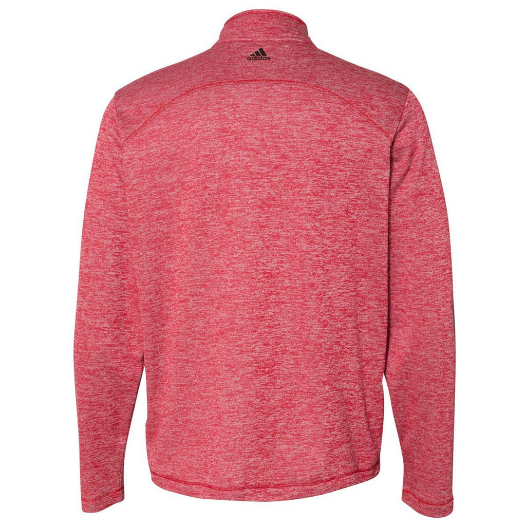Adidas Golf Men's Power Red Heather/Black Brushed Terry Heather Quarter-Zip