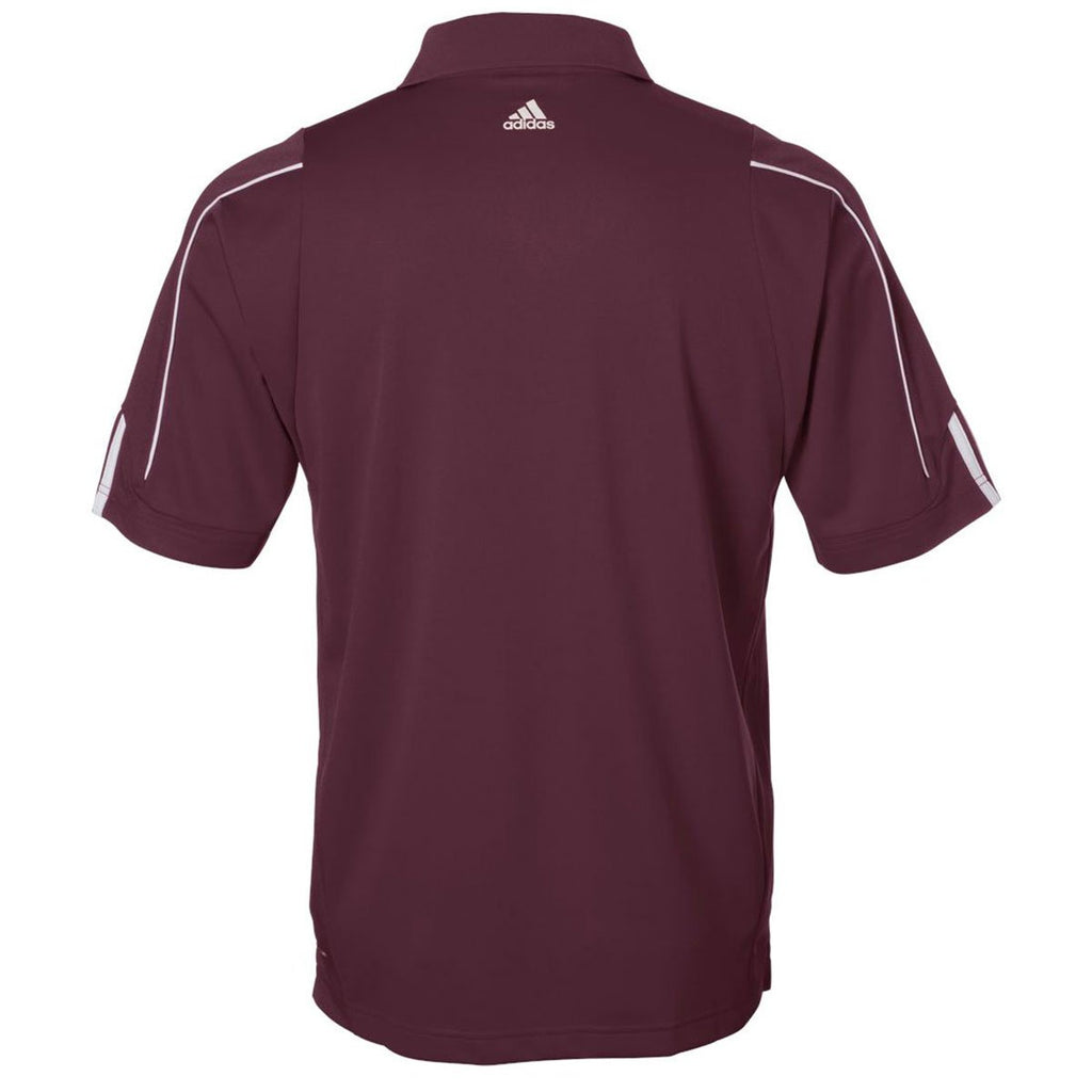 Adidas Golf Men's Collegiate Burgundy/White Climalite 3-Stripes Cuff Sport Shirt