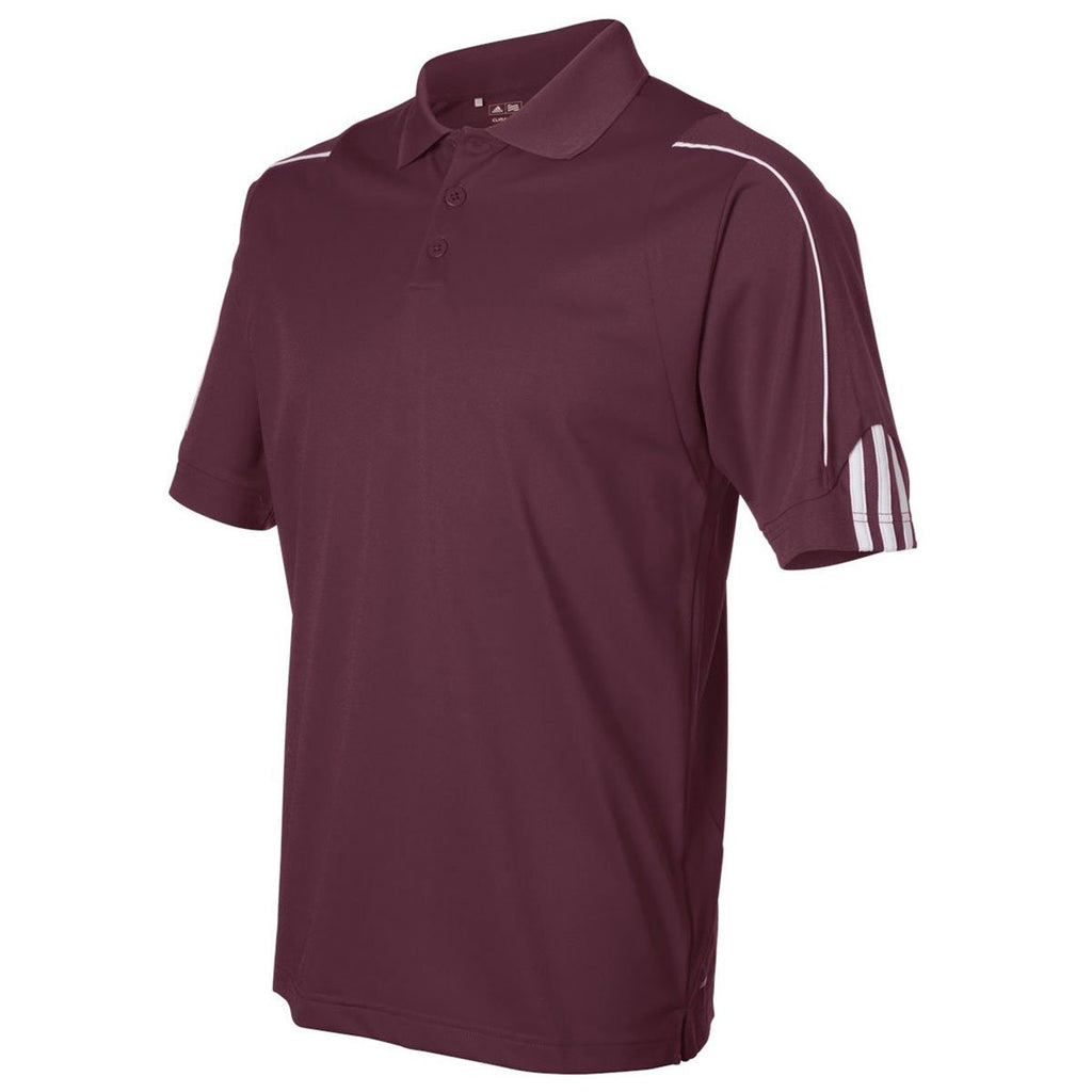 Adidas Golf Men's Collegiate Burgundy/White Climalite 3-Stripes Cuff Sport Shirt