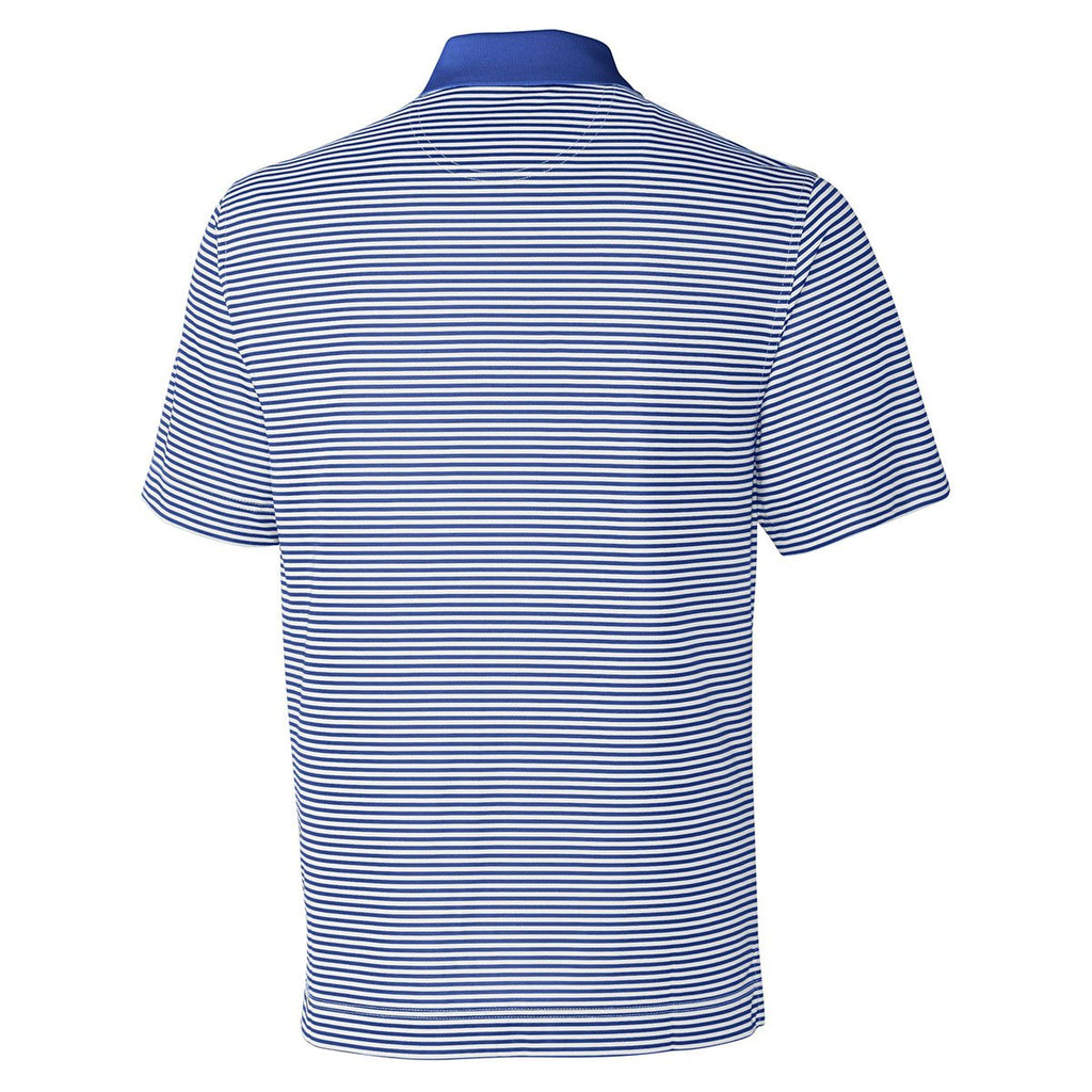 Cutter & Buck Men's Tour Blue/White Tall DryTec Trevor Stripe Polo