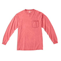 Comfort Colors Men's Neon Red Orange 6.1 Oz. Long-Sleeve Pocket T-Shirt