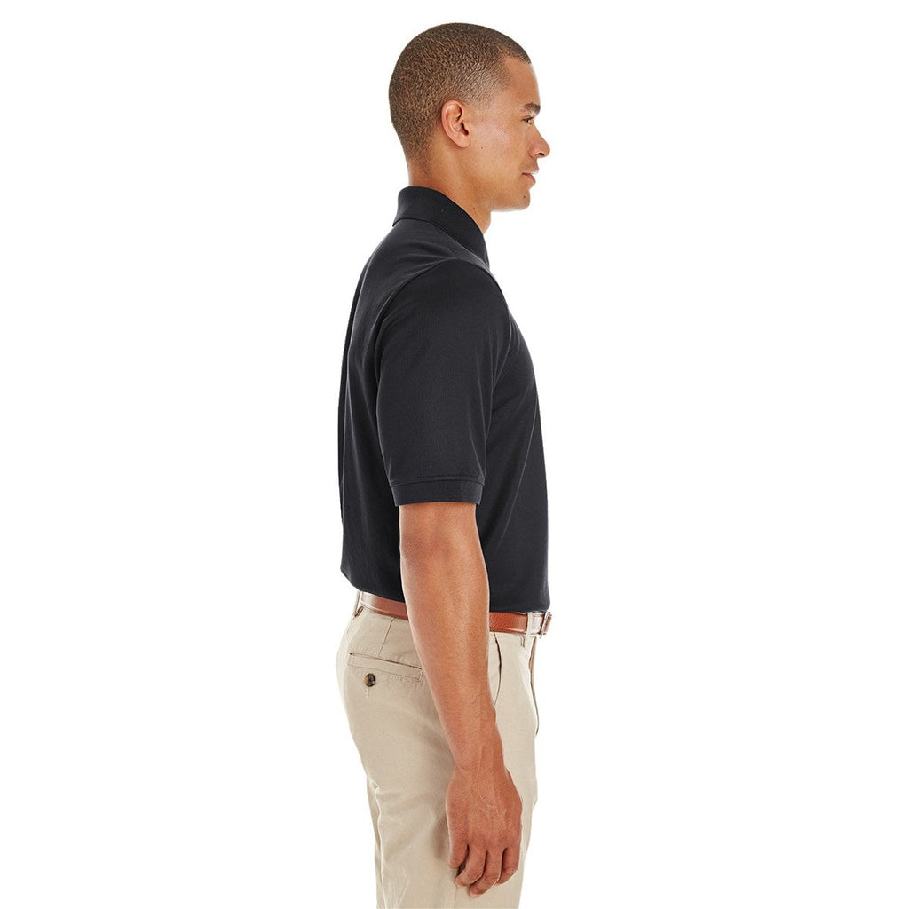 Core 365 Men's Black Pilot Textured Ottoman Polo