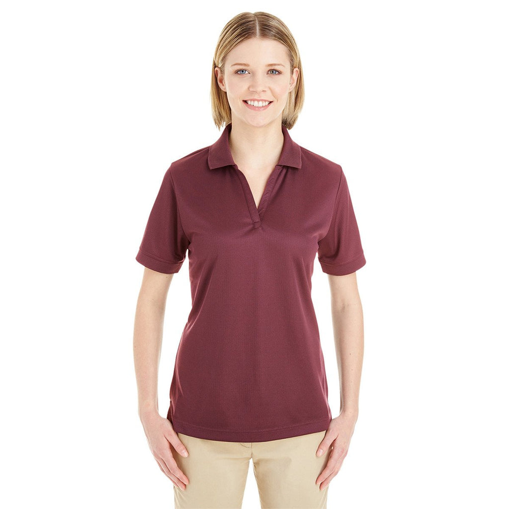 Core 365 Women's Burgundy Pilot Textured Ottoman Polo