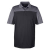 Core 365 Men's Black/Carbon Balance Colorblock Performance Pique Polo