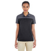 Core 365 Women's Black/Carbon Balance Colorblock Performance Pique Polo