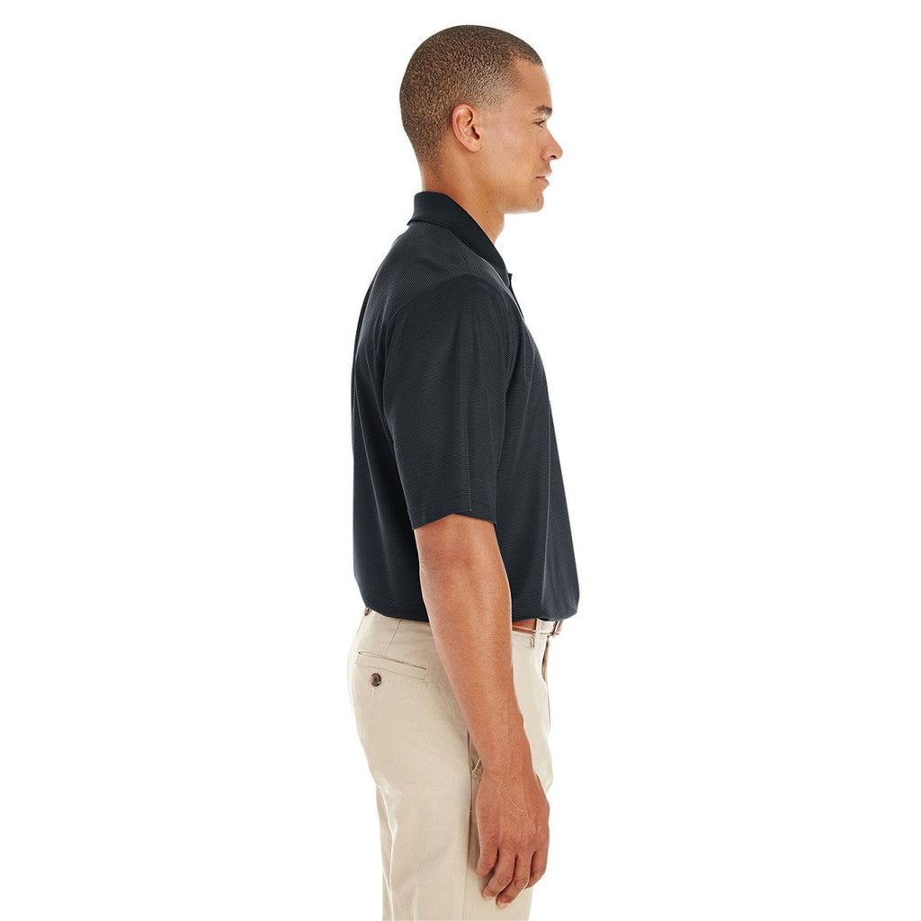Core 365 Men's Black/Carbon Express Microstripe Performance Pique Polo