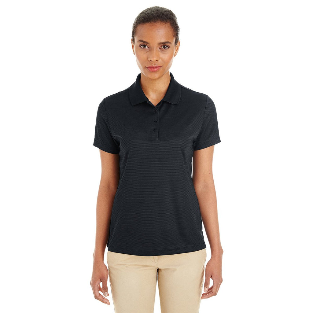 Core 365 Women's Black/Carbon Express Microstripe Performance Pique Polo