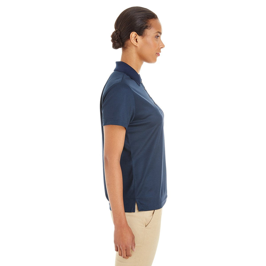 Core 365 Women's Classic Navy/Carbon Express Microstripe Performance Pique Polo