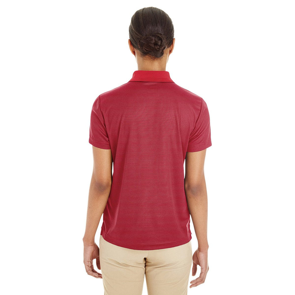 Core 365 Women's Classic Red/Carbon Express Microstripe Performance Pique Polo