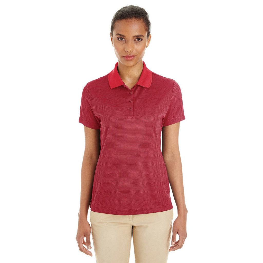 Core 365 Women's Classic Red/Carbon Express Microstripe Performance Pique Polo