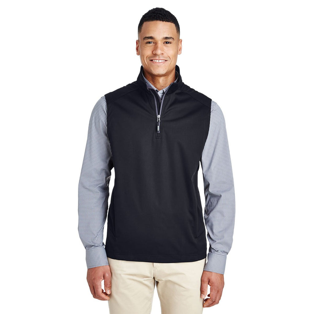 Core 365 Men's Black Techno Lite Three-Layer Knit Tech Quarter Zip Vest