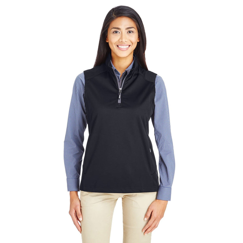 Core 365 Women's Black Techno Lite Three-Layer Knit Tech Quarter Zip Vest
