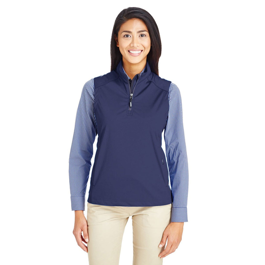 Core 365 Women's Classic Navy Techno Lite Three-Layer Knit Tech Quarter Zip Vest