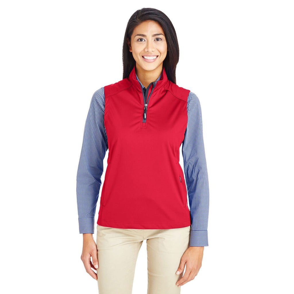 Core 365 Women's Classic Red Techno Lite Three-Layer Knit Tech Quarter Zip Vest