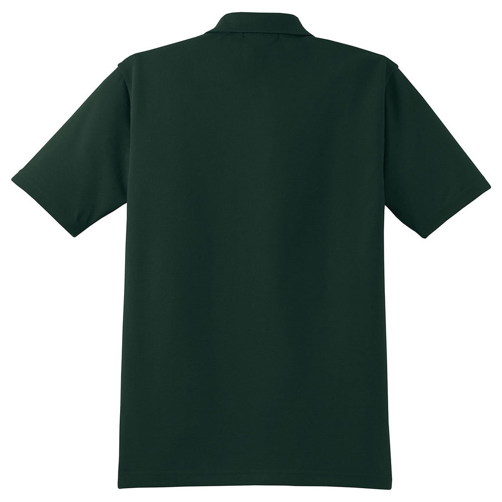 Cornerstone Men's Dark Green Industrial Pique Polo