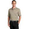 CornerStone Men's Tan/Black Select Snag-Proof Tipped Pocket Polo