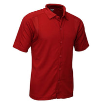 BAW Men's Red Full Button Cool Tek Polo