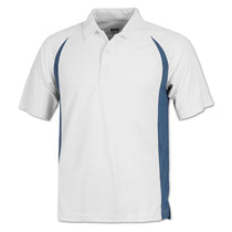 BAW Men's White/Columbian Blue White Colorblock Body Cool Tek Polo