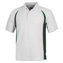 BAW Men's White/Dark Green White Colorblock Body Cool Tek Polo