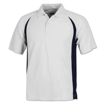BAW Men's White/Navy White Colorblock Body Cool Tek Polo