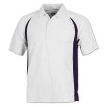 BAW Men's White/Purple White Colorblock Body Cool Tek Polo