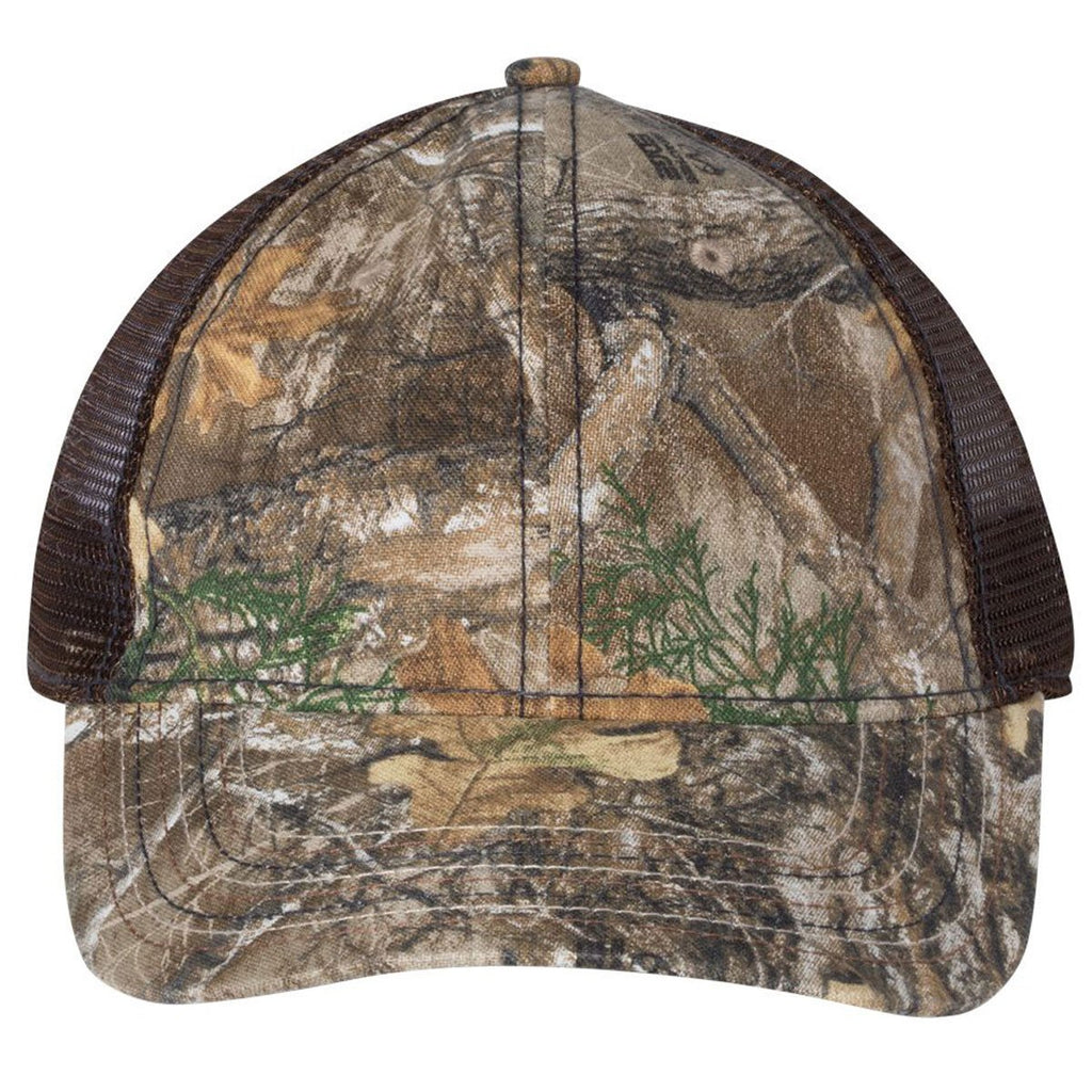 Outdoor Cap Realtree Edge Camo Cap with Mesh Back and American Flag Undervisor