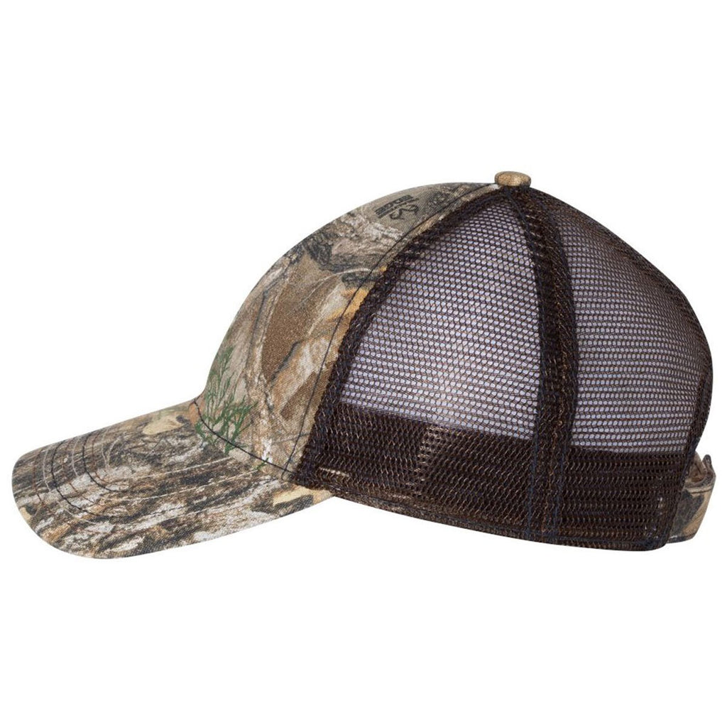 Outdoor Cap Realtree Edge Camo Cap with Mesh Back and American Flag Undervisor