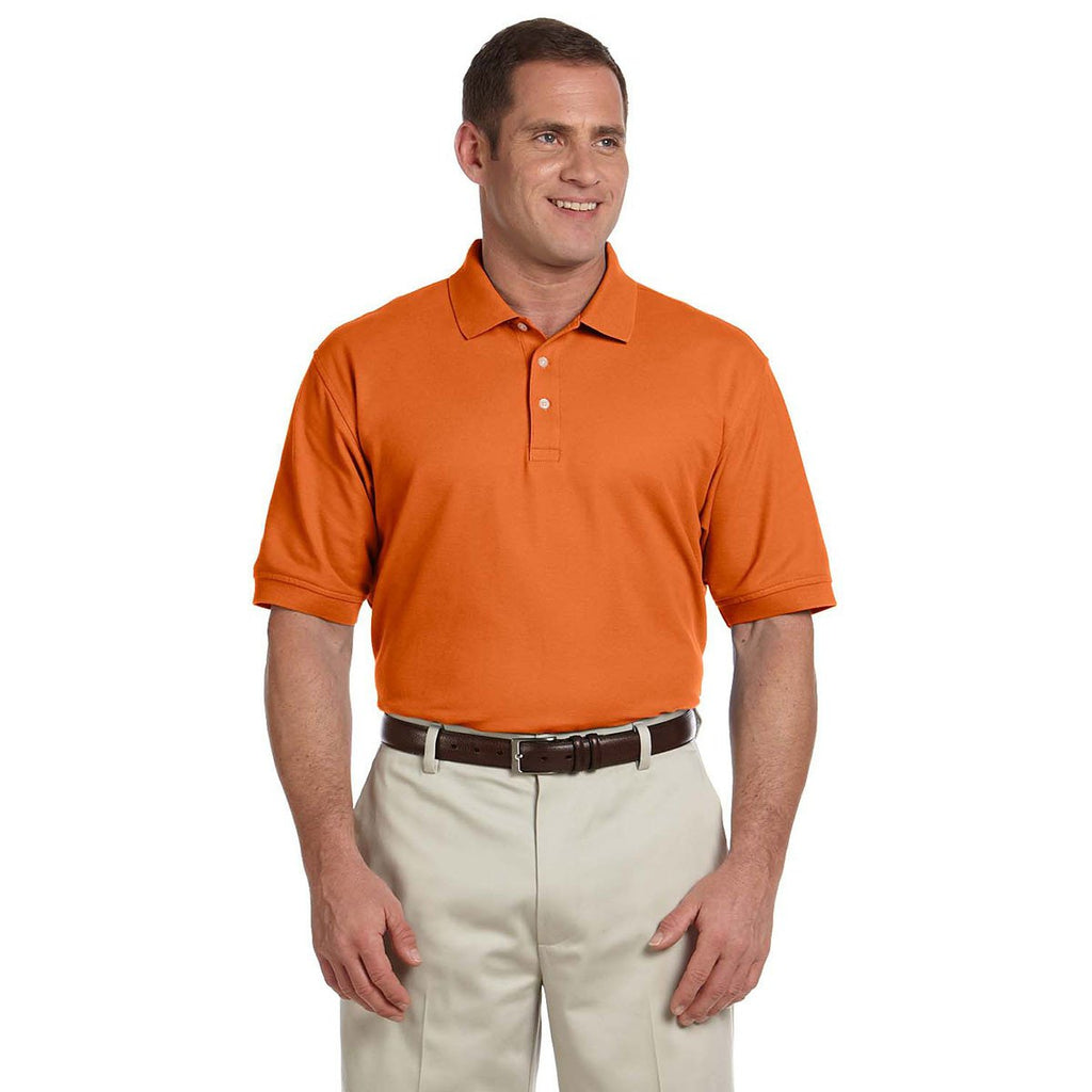Devon & Jones Men's Deep Orange Pima Pique Short-Sleeve Polo