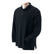 Devon & Jones Men's Black Pima Pique Long-Sleeve Polo