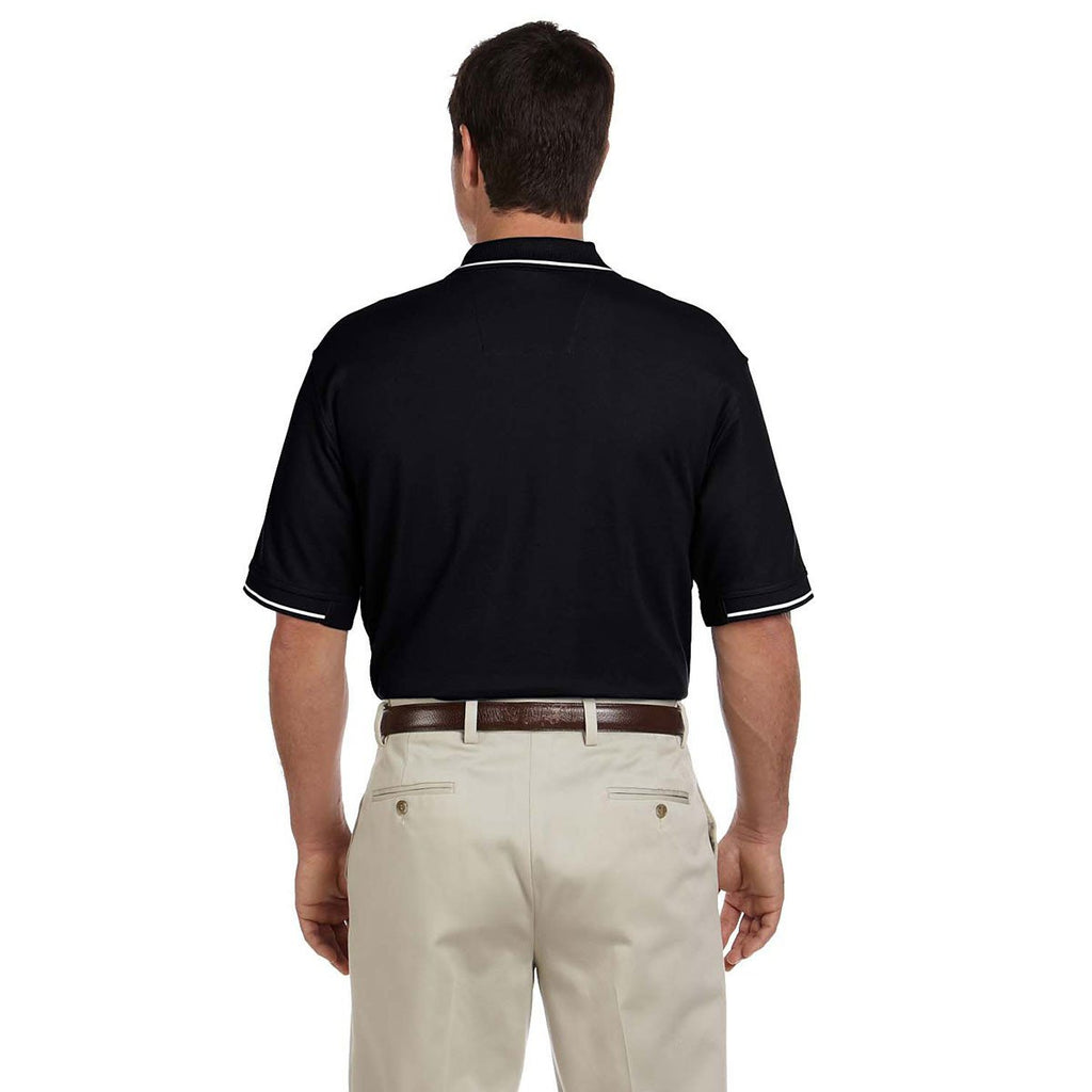 Devon & Jones Men's Black/White Pima Pique Short-Sleeve Tipped Polo