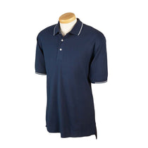 Devon & Jones Men's Navy/White Pima Pique Short-Sleeve Tipped Polo