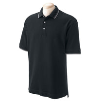 Devon & Jones Men's Black/Grey Heather Tipped Perfect Pima Interlock Polo