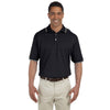 Devon & Jones Men's Black/Grey Heather Tipped Perfect Pima Interlock Polo