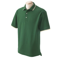 Devon & Jones Men's Forest/Creme Tipped Perfect Pima Interlock Polo